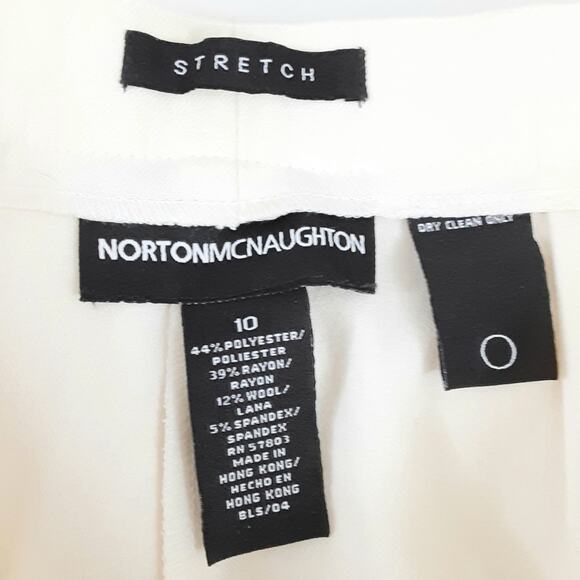 Norton Mccnaughton High Waisted Straight Leg Trousers White Dress Pants Size 10 - Picture 8 of 11